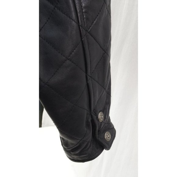 EUC VTG Express Moto Leather Jacket | Sz XS, Diamond Quilted w/Thinsulate, Black - Picture 3 of 7